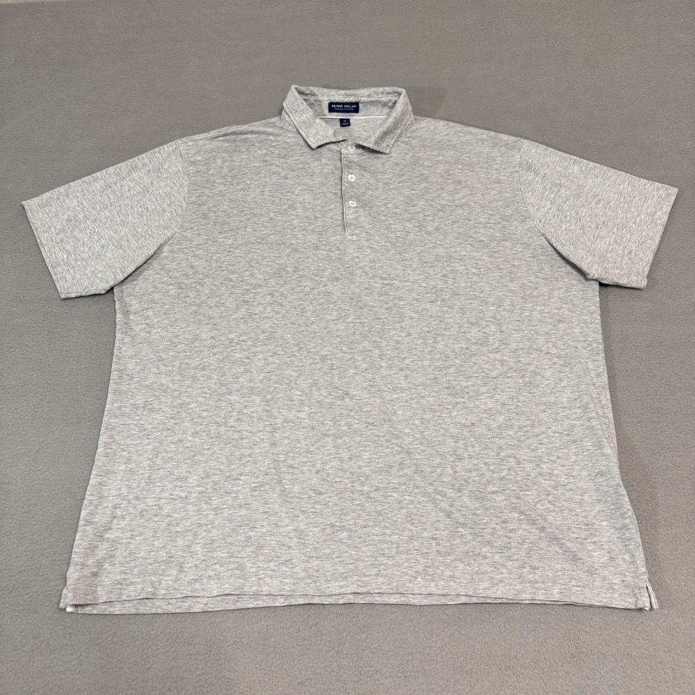 Peter Millar Polo Shirt Mens XL Gray Cotton Blend Performance Golf Resort Preppy